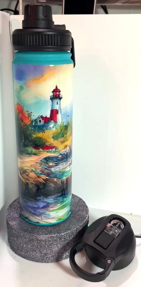 #333 - 25oz Duo Hydro Bottle / Beach with Lighthouse Theme