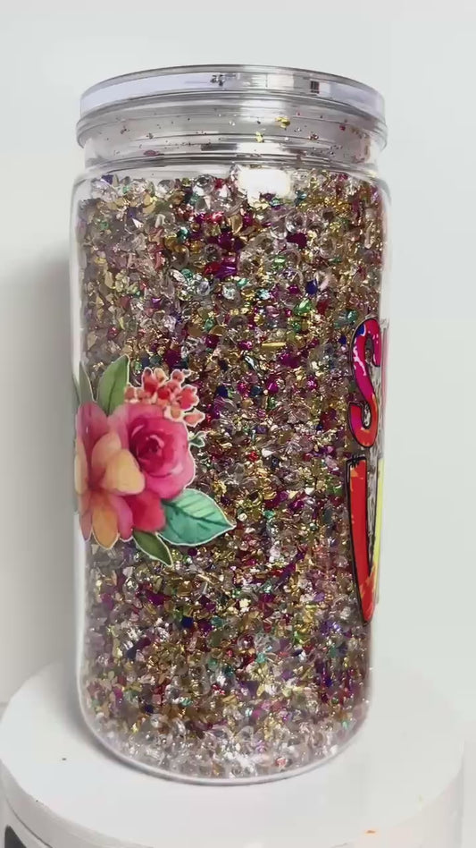 #SG008 - 16oz Snowglobe Acrylic Tumbler / Christmas Theme / Glitter