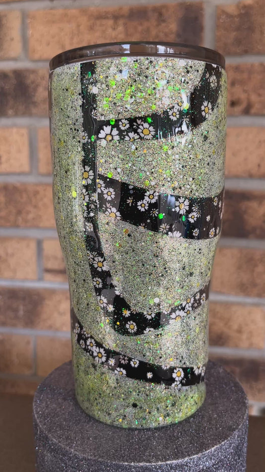 #346 - 20oz Curve Tumbler / Flowers & Glitter