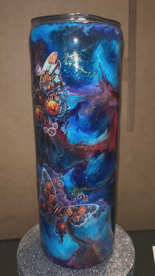 #356 - 20oz Skinny Butterfly Theme Tumbler