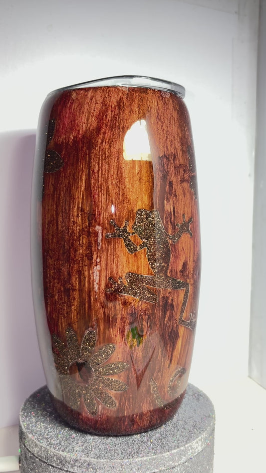 #397 - 25oz Barrel Tumbler / Woodgrain Peek-A-Boo