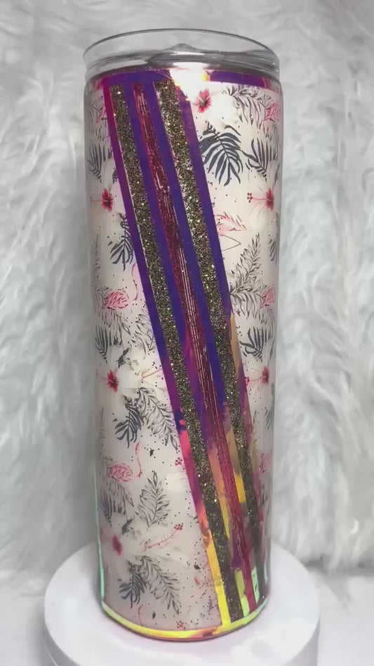 #098 - 20oz Skinny Tumbler - Christmas Theme with Vinyl & Glitter