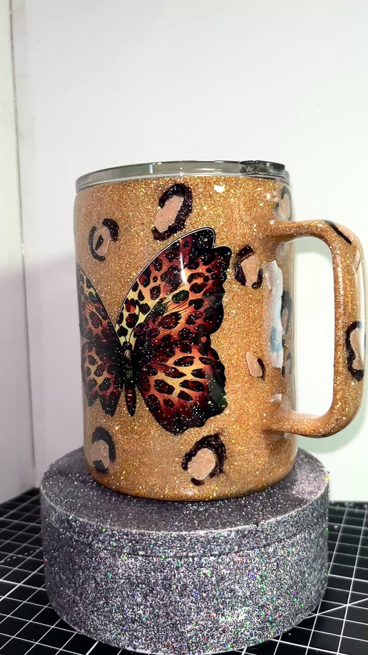 #376 - 10oz Coffee Mug / Butterfly-Sunflower -Leopard Theme
